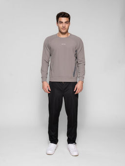 STRCH - Midgrey Solid Regular Fit Full Sleeve Crew Neck Sweatshirt