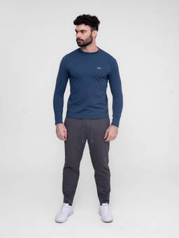 STRCH - Solid Regular Fit Full Sleeve Round Neck T-Shirt