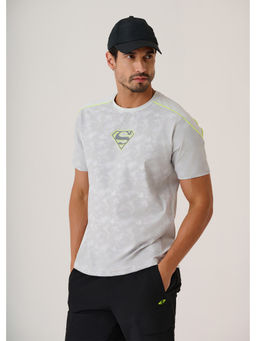 STRCH - Superman Regular Fit Half Sleeve Round Neck Grey T-Shirt