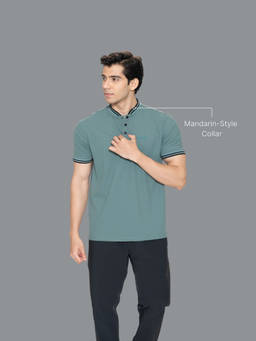 STRCH - Pine Solid Regular Fit Half Sleeve Polo T-Shirt