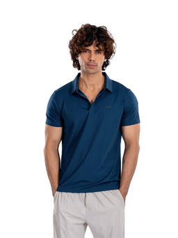 STRCH - Blue Regular Fit Half Sleeve Polo T-Shirt