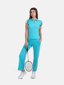 STRCH - Sky Blue Solid Slim Fit Cap Sleeve Polo T-Shirt