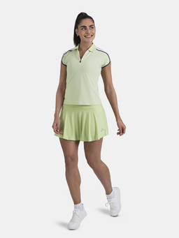 STRCH - Green Solid Slim Fit Cap Sleeve Polo T-Shirt