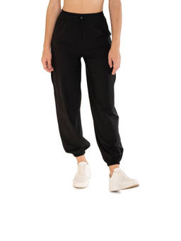 STRCH - Black Solid Regular Fit Mid Rise Joggers