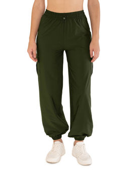 STRCH - Green Solid Regular Fit Mid Rise Joggers