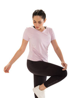 STRCH - Solid Regular Fit Half Sleeve Round Neck Lavender T-Shirt