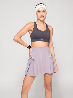 STRCH - Grey Solid Slim Fit Sleeveless Sports Bra