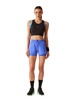 STRCH - Black Solid Slim Fit Sleeveless Sports Bra