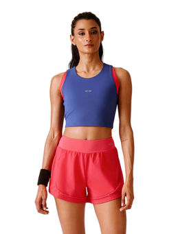 STRCH - Navy Blue Colorblock Slim Fit Sleeveless Sports Bra