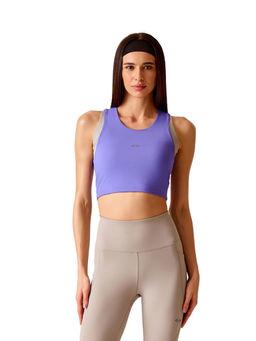 STRCH - Very Peri Solid Slim Fit Sleeveless Purple Sports Bra