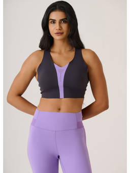 STRCH - Solid Slim Fit Sleeveless Coreactive Black Sports Bra