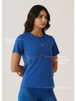 STRCH - Dodger Blue Solid Regular Fit Half Sleeve High Performance T-Shirt