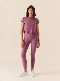 STRCH - Slim Fit Cap Sleeve Round Neck Pink T-Shirt