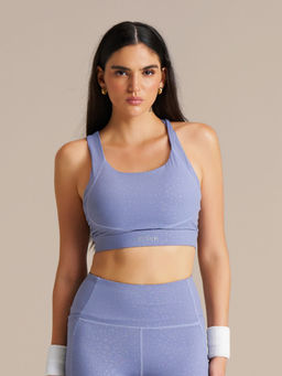 STRCH - Printed Slim Fit Sleeveless Grey Sports Bra