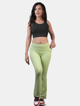 STRCH - Flex Green Solid Mid Rise Sports Trackpant