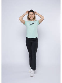 STRCH - Printed Mint Green Regular Fit Half Sleeve Round Neck T-Shirt