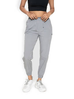 STRCH - Grey Solid Regular Fit High Rise Joggers