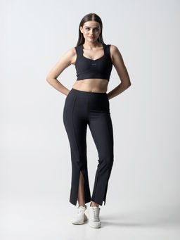 STRCH - Reflective Coreactive Pink Solid Mid Rise Sports Black Trackpant