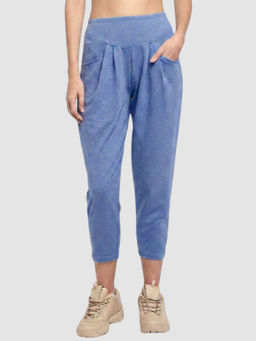 Tuna London - Women's Light Blue Printed Mid-Waist Pant