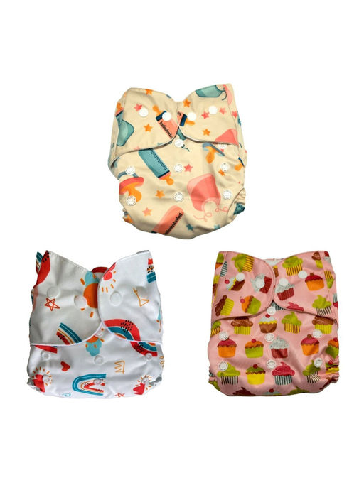 The Mom Store Printed Reusable Diapers (Pack Of 3) (3 Months-3 Years)