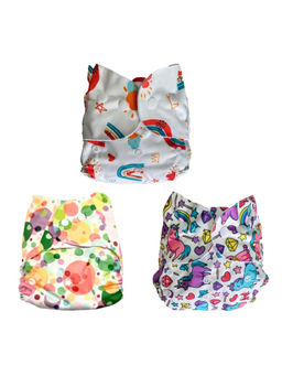 The Mom Store - Printed Reusable Diapers (Pack Of 3) (3 Months-3 Years)