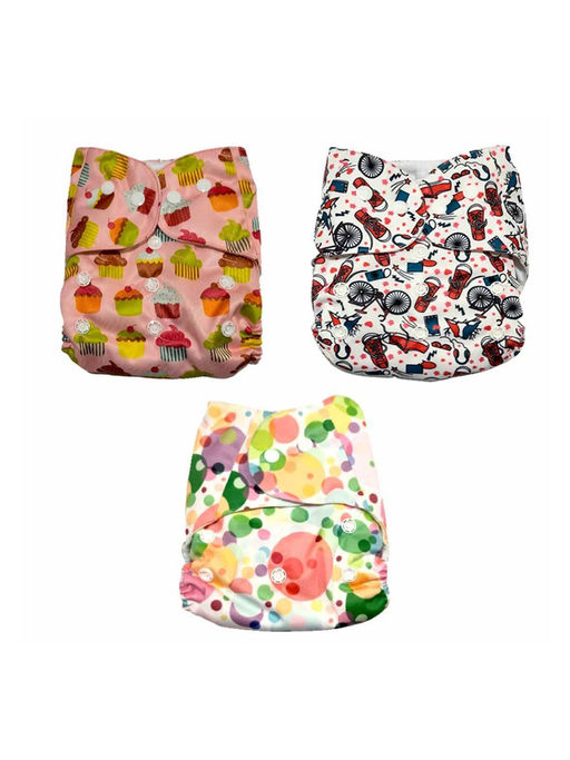The Mom Store Printed Reusable Diapers (Pack Of 3) (3 Months-3 Years)