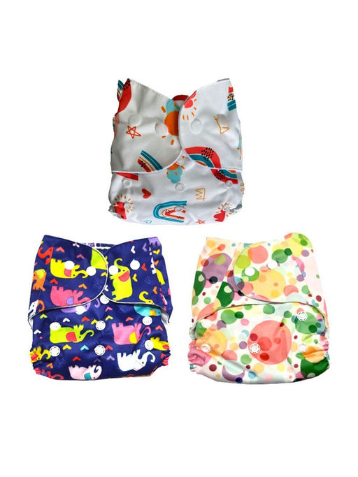 The Mom Store Printed Reusable Diapers (Pack Of 3) (3 Months-3 Years)