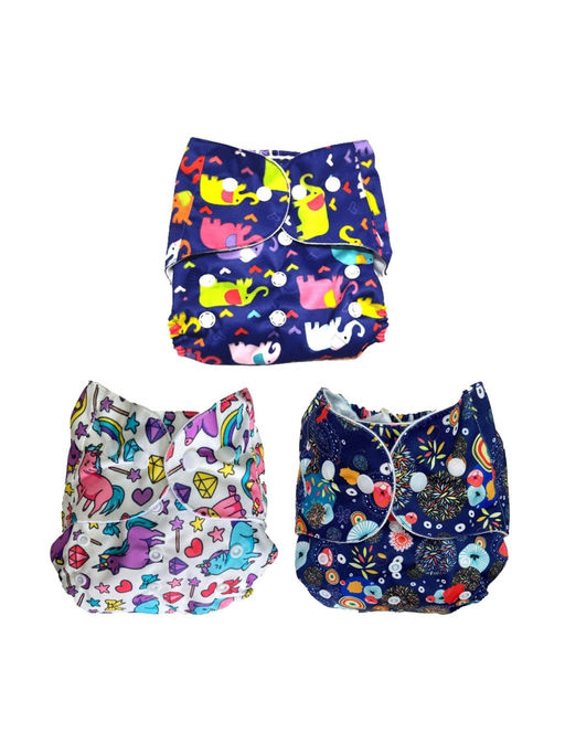 The Mom Store Printed Reusable Diapers (Pack Of 3) (3 Months-3 Years)