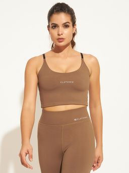 CLOTHWIK - Khaki Light-Weight Strappy Sports Bra