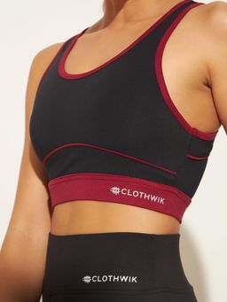 CLOTHWIK - Black Full Coverage Sports Bra