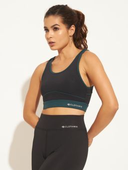 CLOTHWIK - Black Full Coverage Sports Bra