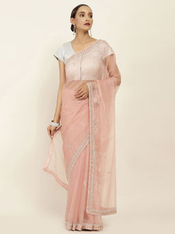 Soch - Embellished Organza Saree with Unstitched Blouse