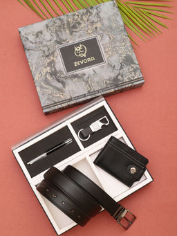 ZEVORA - Men Gift Set With Reversible Black Belt with Wallet & Pen Keychain