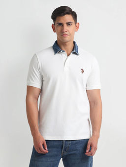 U.S. POLO ASSN. - Solid Denim Collar Polo T-Shirt