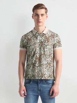 U.S. POLO ASSN. - Floral Print Muscle Fit Polo T-Shirt