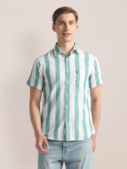 U.S. POLO ASSN. - Vertical Stripe Pinpoint Oxford Shirt