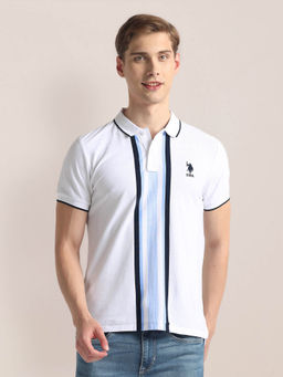 U.S. POLO ASSN. - Vertical Stripe Pique Polo T-Shirt