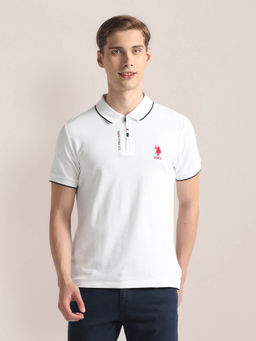 U.S. POLO ASSN. - Logo Placket Zipper Polo T-Shirt