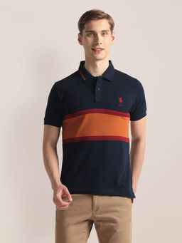 U.S. POLO ASSN. - Ribbed Collar Color Block Polo T-Shirt