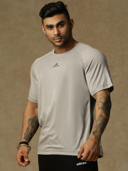 Athlisis - Men Grey Dri-Fit Cut Outs Slim Fit T-Shirt