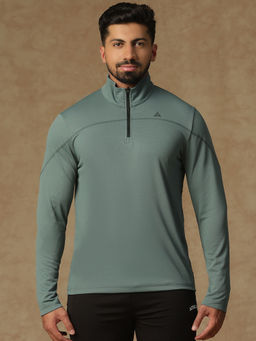 Athlisis - Men Grey High Neck Dri-Fit Pockets Slim Fit T-Shirt