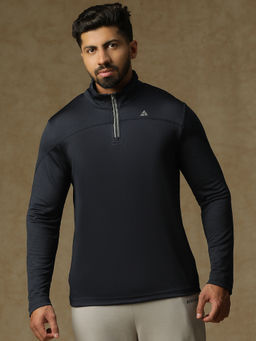 Athlisis - Men Black High Neck Dri-Fit Pockets Slim Fit T-Shirt