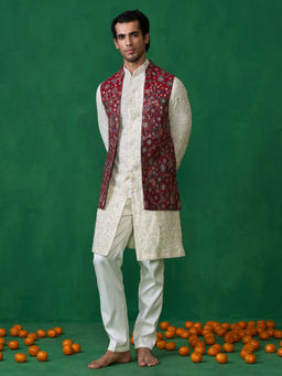 KALPRAAG - Laalbagh Maroon Kurta with Jacket and Pant