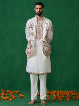 KALPRAAG - Forest Ivory Kurta with Jacket and Pant