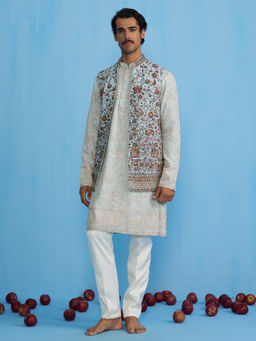 KALPRAAG - Gulab Sky Kurta with Jacket and Pant