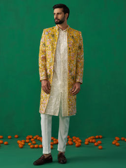 KALPRAAG - Poolpankh Haldi Kurta with Jacket and Pant