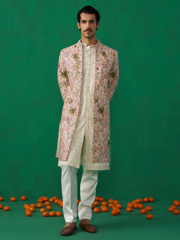 KALPRAAG - Phoolpankh Pink Kurta with Jacket and Pant