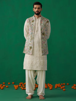 KALPRAAG - Poolpankh Skyblue Kurta with Jacket and Patiyala