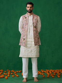 KALPRAAG - Poolpankh Pink Kurta with Jacket and Patiyala