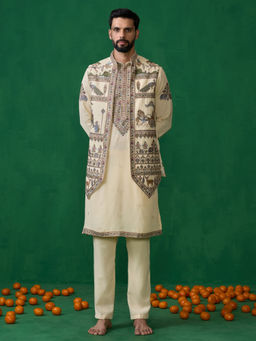 KALPRAAG - Ramayan Cream Kurta with Jacket and Pant